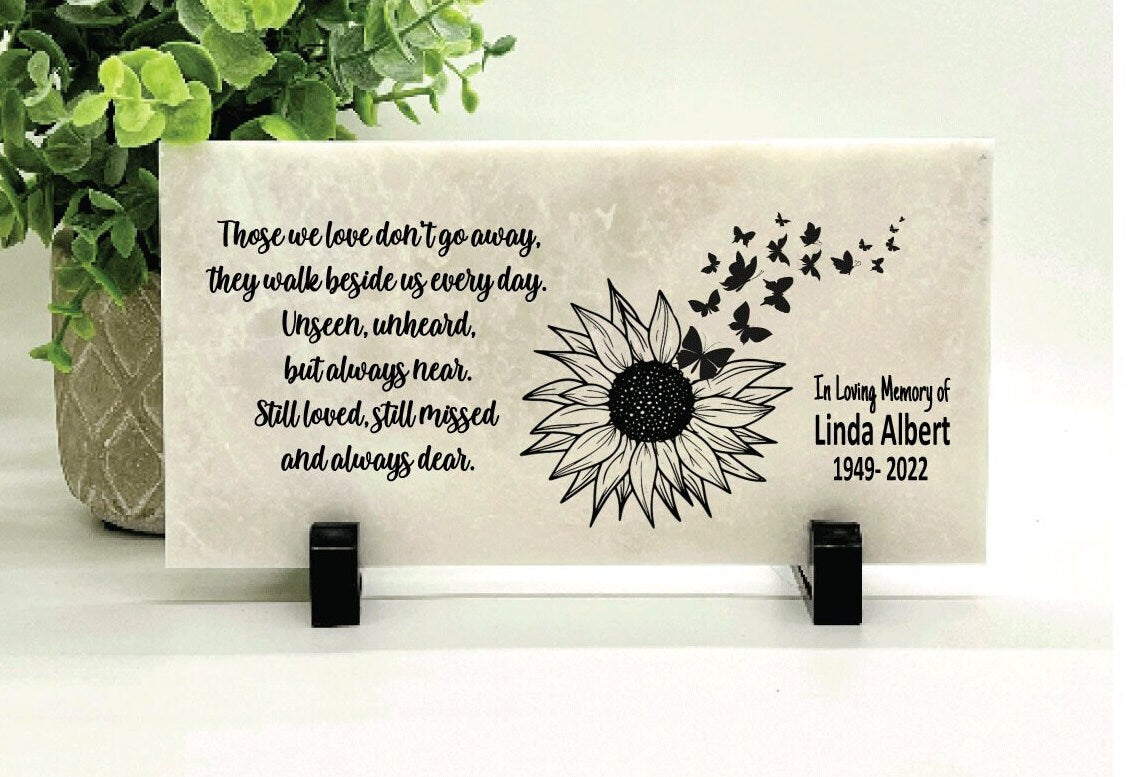 Memorial Stone - Sympathy Gift  Bereavement Gift  Funeral Gift - Sunflower Memorial - Butterfly Memorial - Condolence Gift - Custom Memorial