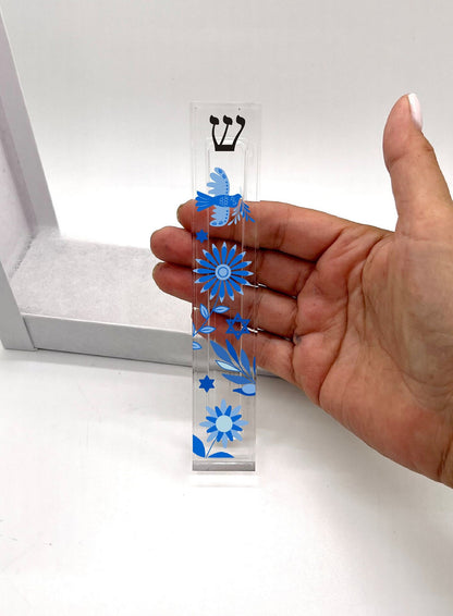 Mezuzah - Custom Made Mezuzah - Acrylic Mezuzah - Judaica Gift - New Baby Gift - New Home Gift - Jewish Stars - Flowers - Dove