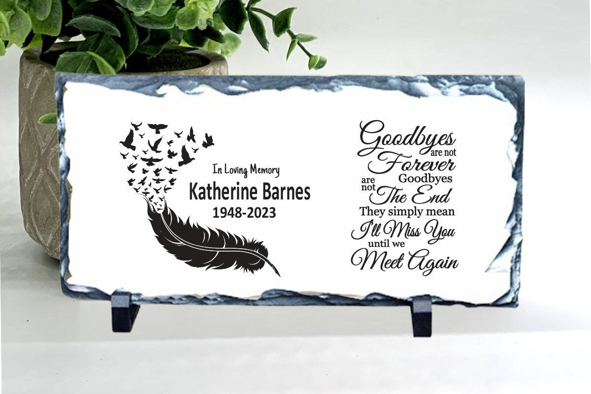 Memorial Stone - Sympathy Gift  Bereavement Gift  Funeral Gift - Feather Memorial - Memorial with birds  - Condolence Gift - Custom Memorial