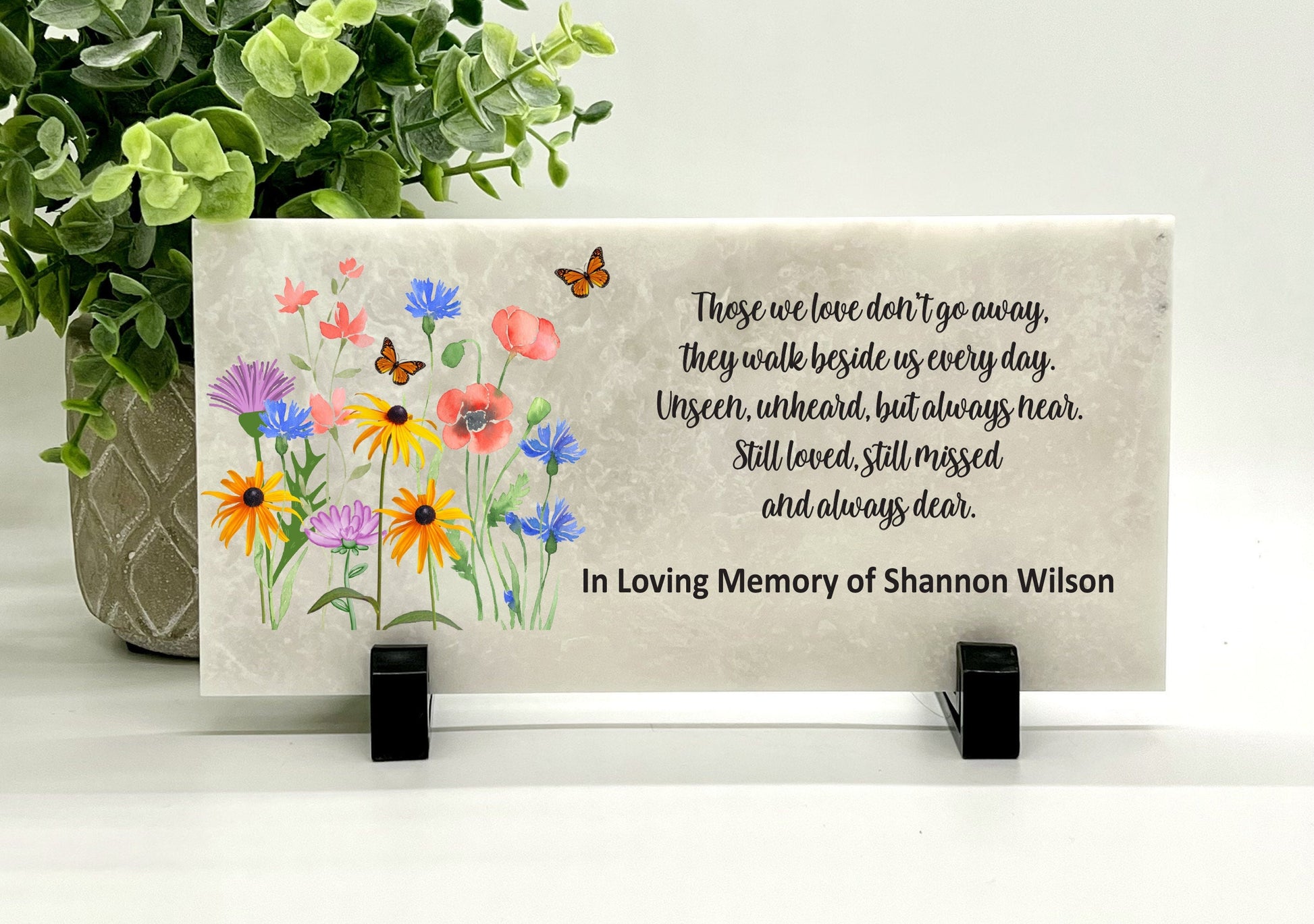 Memorial Stone - Sympathy Gift  Bereavement Gift  Funeral Gift - Wild flowers Memorial - Condolence Gift - Custom Memorial Gift - Butterfly