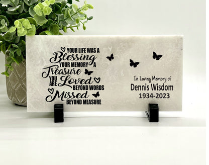 Memorial Stone - Sympathy Gift  Bereavement Gift  Funeral Gift - Feather Memorial -In Memory of -Custom Memorial Gift - Butterfly Memorial