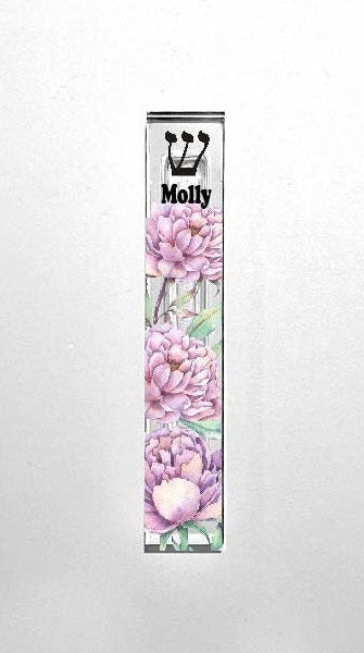 Mezuzah - Peony Mezuzah - Acrylic Mezuzah - Modern Mezuzah - Peony Flower Mezuzah - Personalized Mezuzah - Flower Mezuzah - New Home Gift