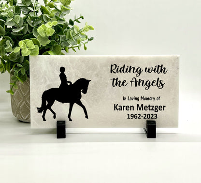 Memorial Stone - Sympathy Gift  Bereavement Gift  Funeral Gift - Cowgirl Memorial - Horseback Rider Memorial Gift - Riding with the Angels
