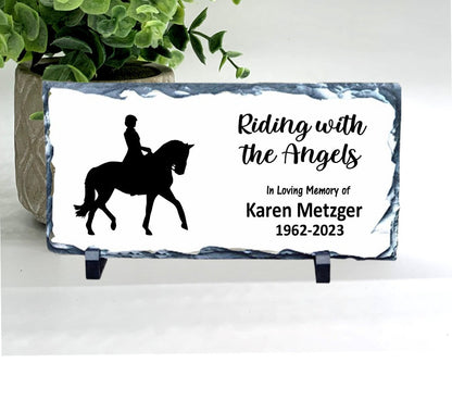 Memorial Stone - Sympathy Gift  Bereavement Gift  Funeral Gift - Cowgirl Memorial - Horseback Rider Memorial Gift - Riding with the Angels