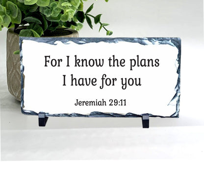 Jeremiah 29:11 Stone. For I know the plans I have for you. Christian Art Scripture. Bible Passage Gift Plaque. Stone Choice