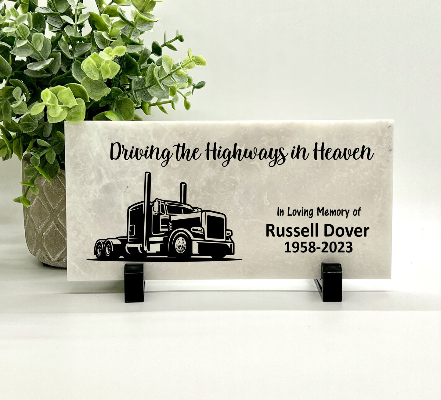 Memorial Stone - Sympathy Gift - Bereavement Gift - Truck Driver Memorial - Semi Truck Memorial Gift - Driving the Highways in Heaven