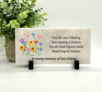 Memorial Stone, Sympathy Gift, Bereavement Gift, Funeral Gift, Wildflowers Memorial, Condolence Gift, Custom Memorial Gift