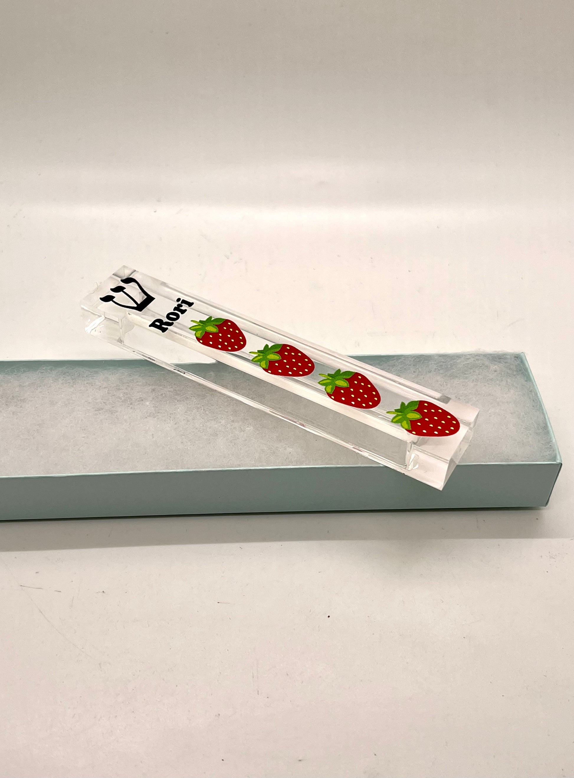 Mezuzah - Strawberry Mezuzah - With or without name - Acrylic Strawberry Mezuzah - Modern Mezuzah - Judaica Gift - New Home Gift - Baby Gift