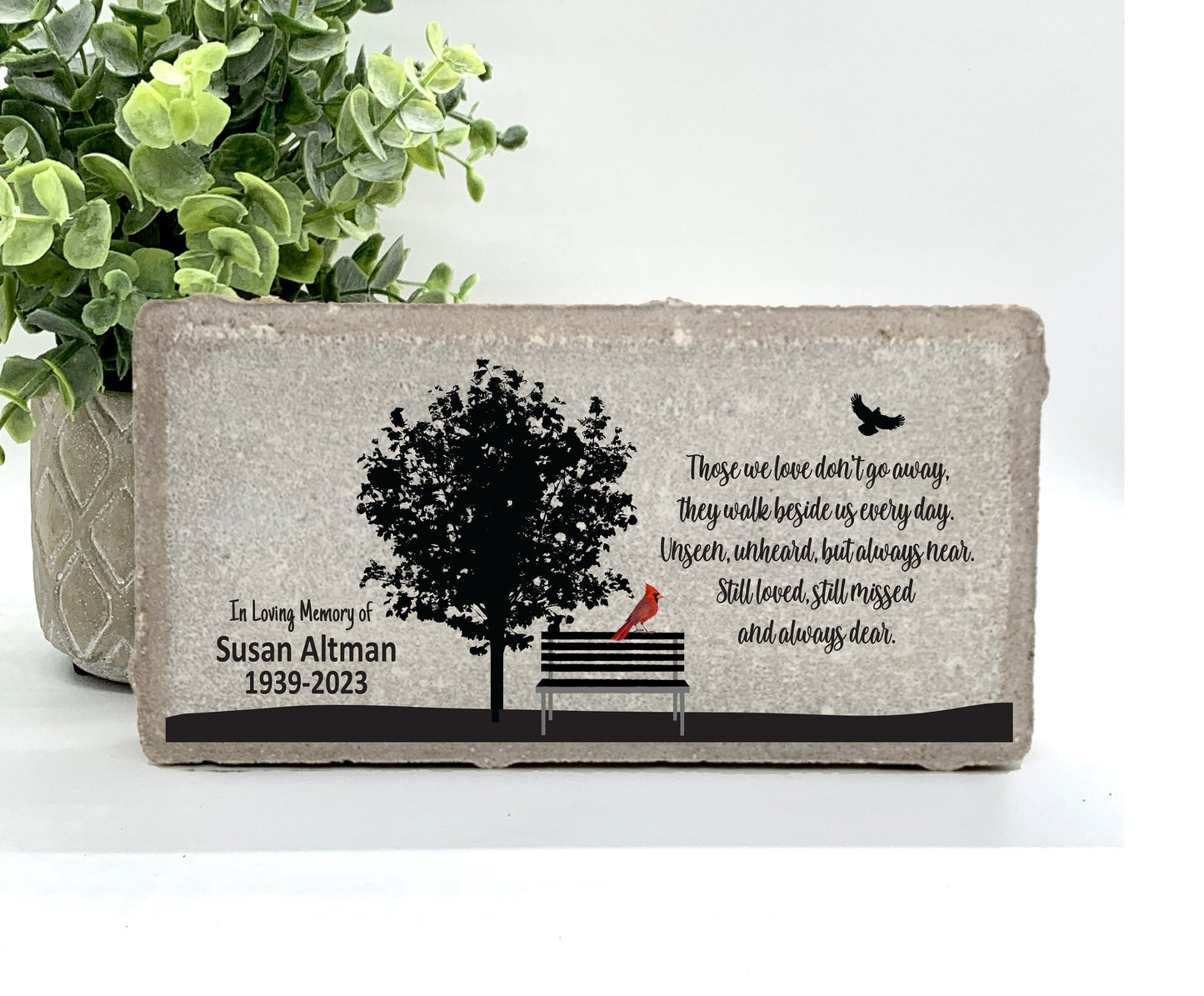 Memorial Stone - Sympathy Gift - Bereavement Gift - Funeral Gift - Cardinal Memorial - Condolence Gift - Custom Memorial Gift - Empty Bench