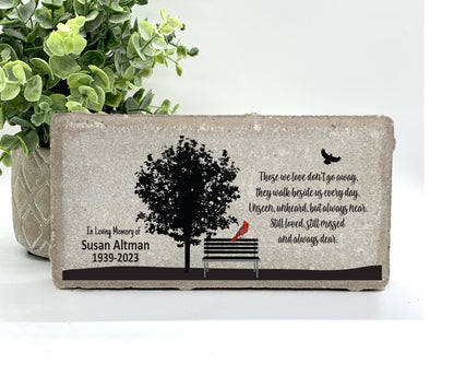 Memorial Stone - Sympathy Gift - Bereavement Gift - Funeral Gift - Cardinal Memorial - Condolence Gift - Custom Memorial Gift - Empty Bench