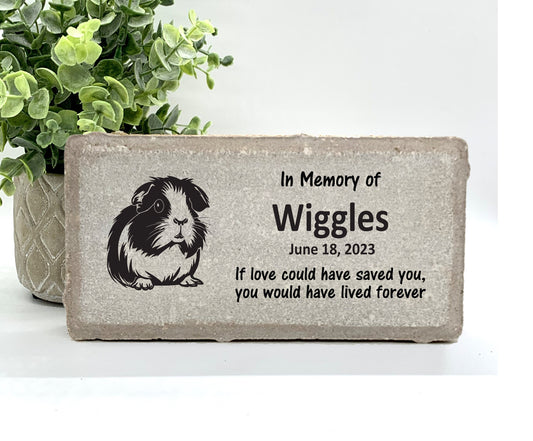 Personalized Guinea Pig Memorial Gifts with a variety of indoor and outdoor stone choices at www.florida-funshine.com. Our Custom Pet Memorial Stones serve as heartfelt sympathy gifts for those grieving a pet loss, ensuring a lasting tribute cherished for years. Enjoy free personalization, quick shipping in 1-2 business days, and quality crafted memorials made in the USA.