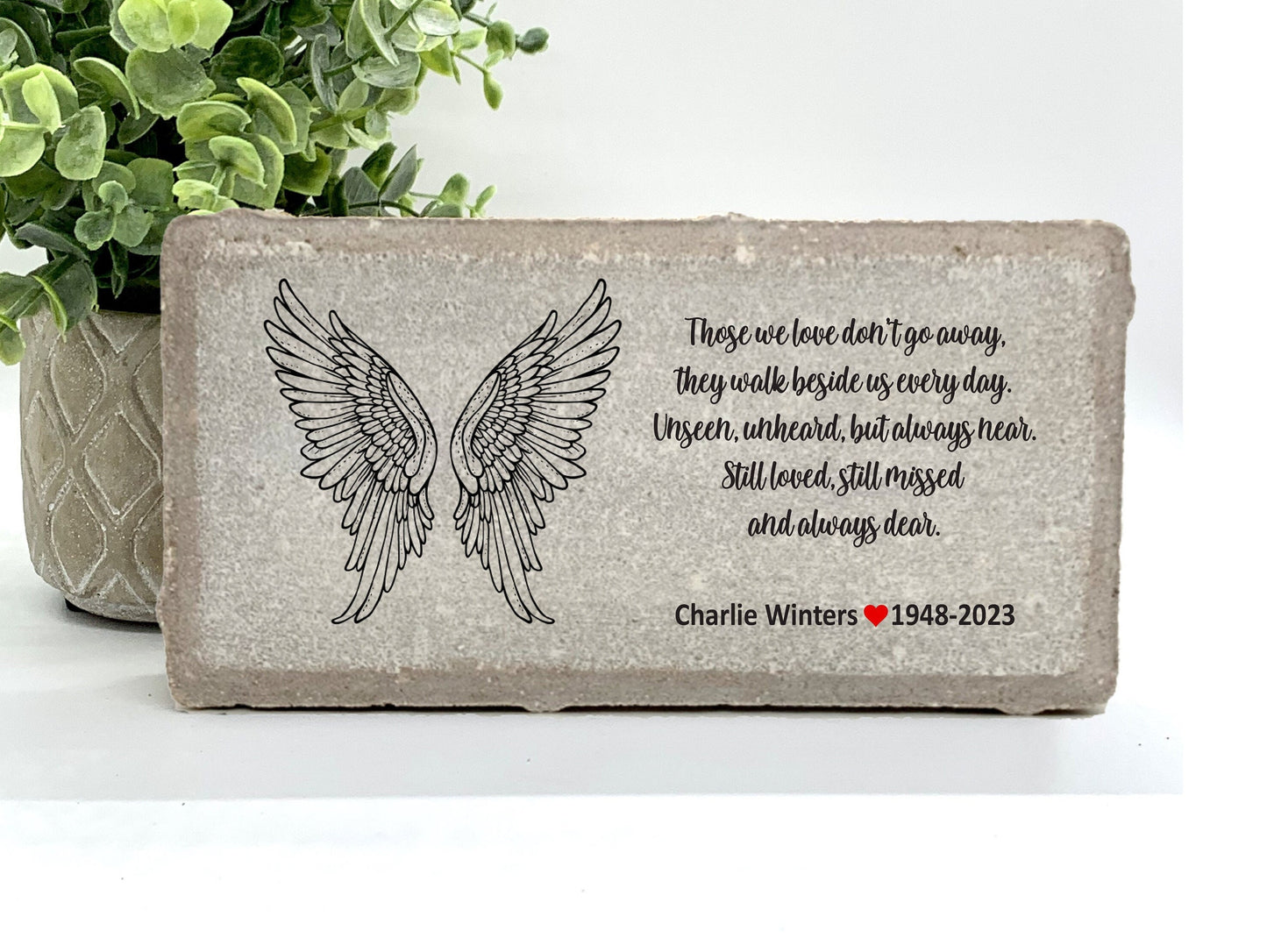 Angel Wings Memorial Stone - "Those we love don't go away...