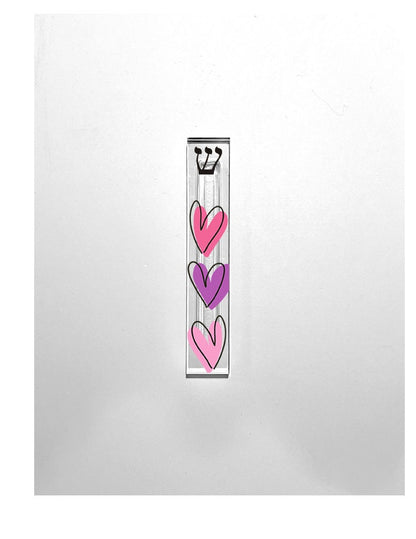 Personalized Heart Mezuzah - With or without name - Outlined Hearts - Acrylic Mezuzah - Kids Mezuzah - New Baby Gift - Baby Girl Gift