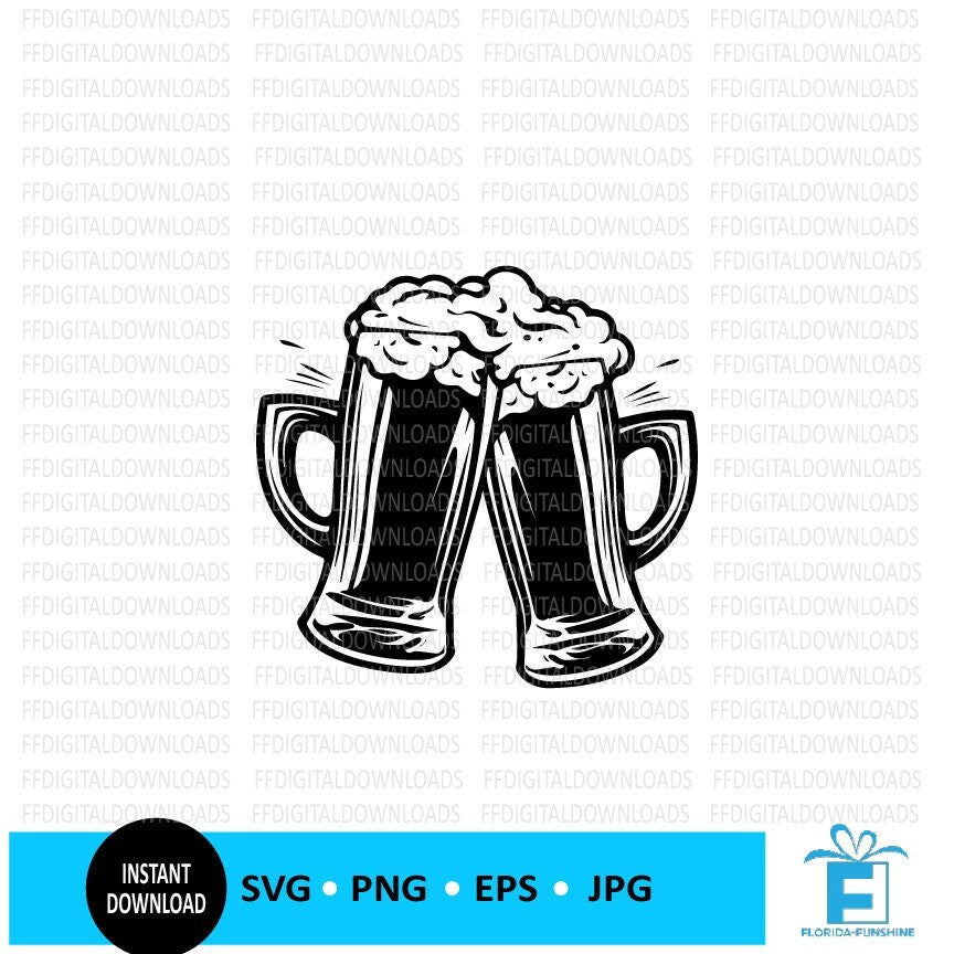 Beer Glasses Clinking SVG, Beer Mug svg, Beer Glass PNG, Beer Silhouet ...