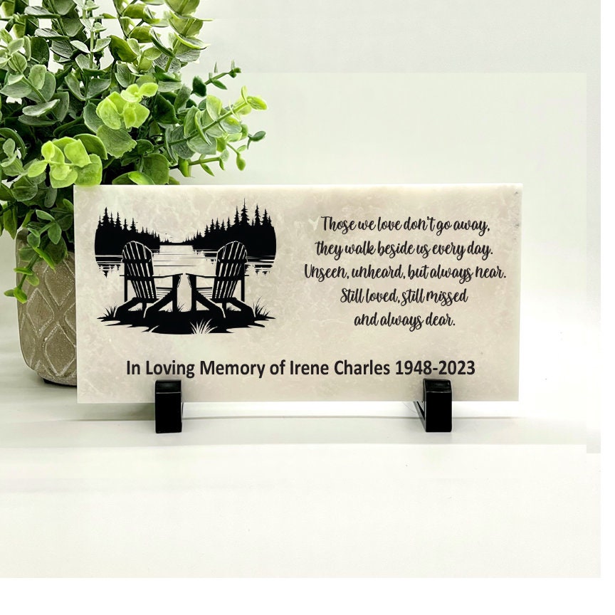 Memorial Stone - Sympathy Gift Bereavement Gift Funeral Gift - Adirondack chairs at lake Memorial - Condolence Gift - Custom Memorial Gift