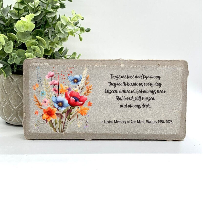Memorial Stone - Sympathy Gift Bereavement Gift Funeral Gift - Wildflowers Memorial - Condolence Gift - Custom Memorial Gift
