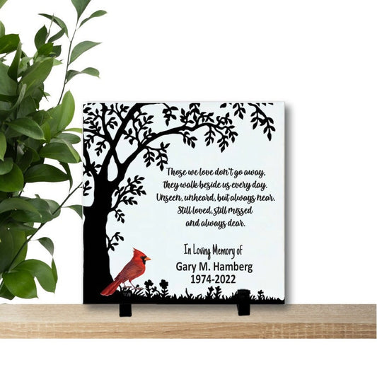 Cardinal Memorial Gift Plaque - Those we love don't go away...