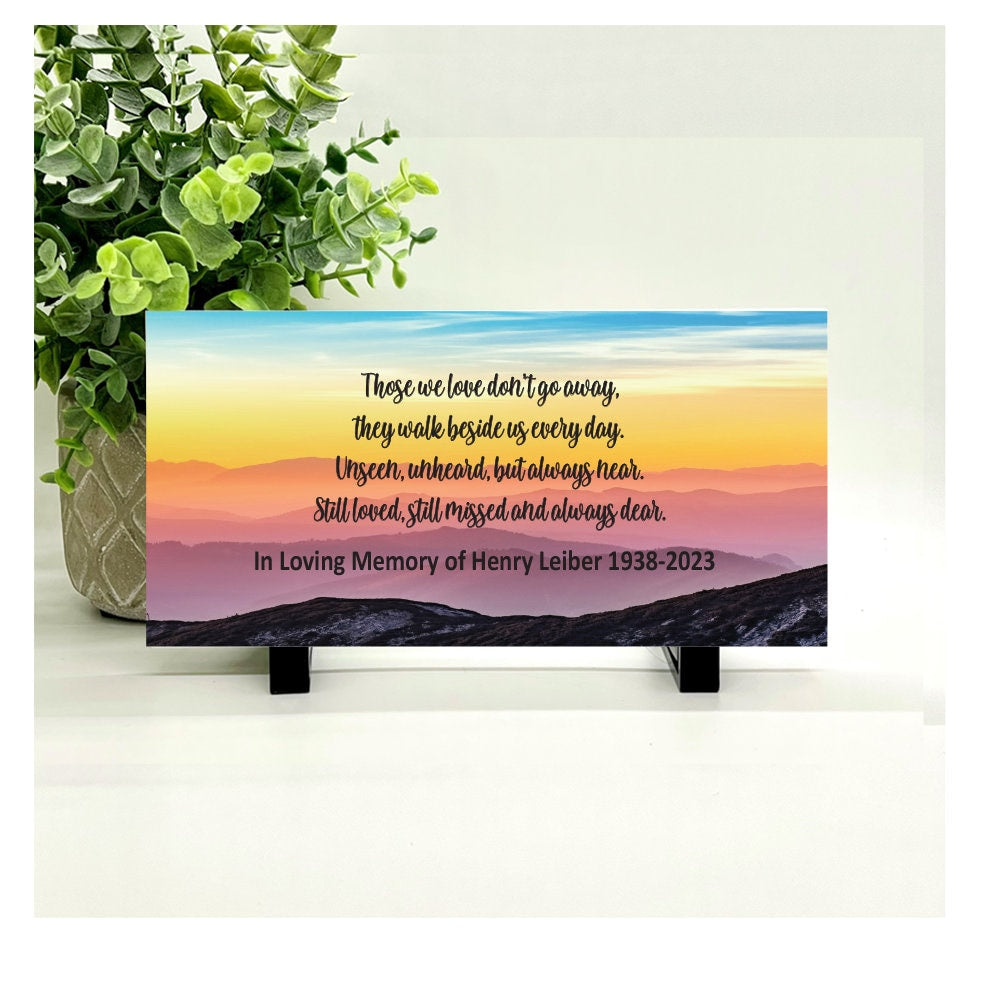 Memorial Stone - Sympathy Gift Bereavement Gift Funeral Gift - Mountains at sunset - Condolence Gift - Custom Memorial Gift