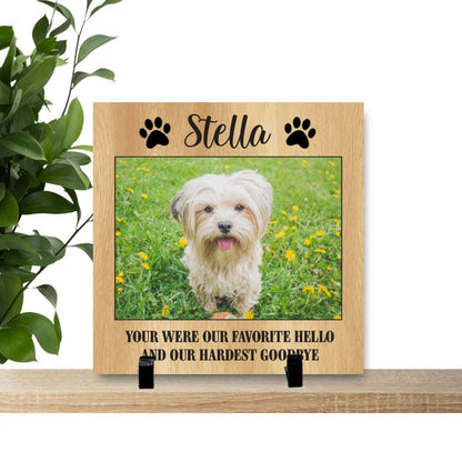 Dog Photo Memorial - 8" x 8" Personalized Dog Memorial - Background choice - You were our favorite hello and hardest goodbye