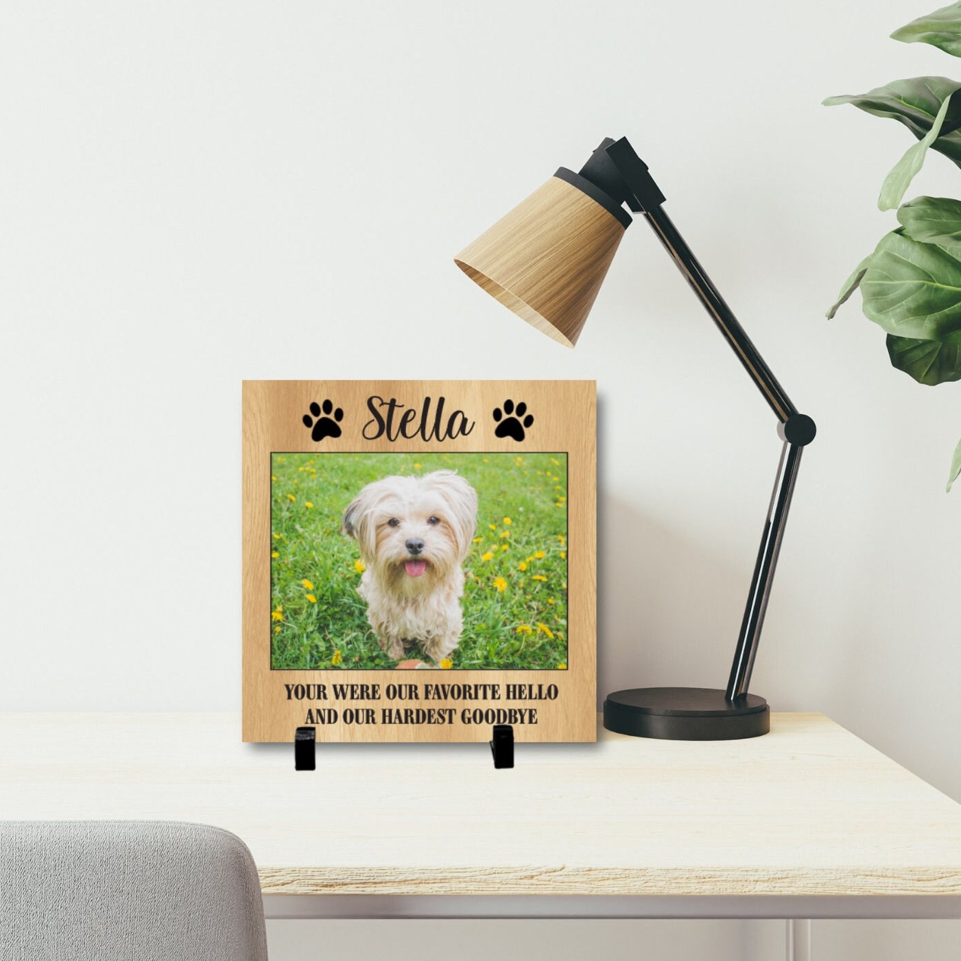 Dog Photo Memorial - 8" x 8" Personalized Dog Memorial - Background choice - You were our favorite hello and hardest goodbye