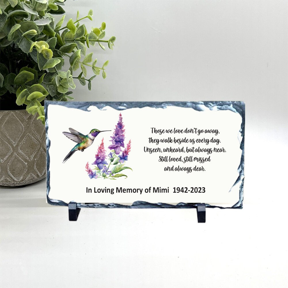 Memorial Stone Hummingbird with Flowers - Sympathy Gift Bereavement Gift Funeral Gift - Custom Memorial Stone - Condolence Memorial Gift
