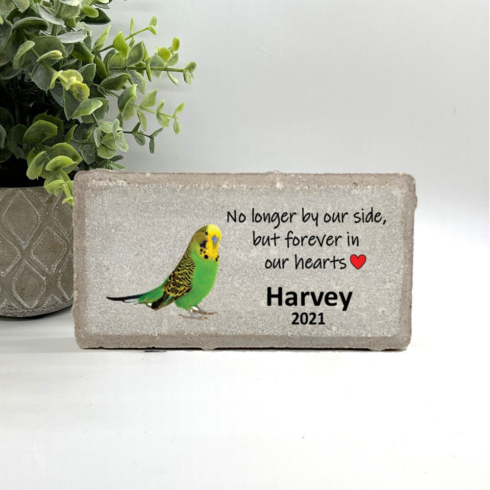 Personalized Parakeet Memorial Gifts with a variety of indoor and outdoor stone choices at www.florida-funshine.com. Our Custom Pet Memorial Stones serve as heartfelt sympathy gifts for those grieving a pet loss, ensuring a lasting tribute cherished for years. Enjoy free personalization, quick shipping in 1-2 business days, and quality crafted memorials made in the USA.