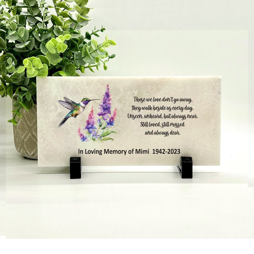 Memorial Stone Hummingbird with Flowers - Sympathy Gift Bereavement Gift Funeral Gift - Custom Memorial Stone - Condolence Memorial Gift