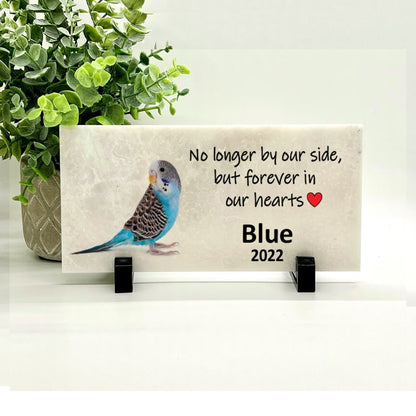 Parakeet Memorial Stone- Blue Parakeet Memorial - Personalized Bird Keepsake- Bird Sympathy Gift- Pet Loss Gift- Blue parakeet