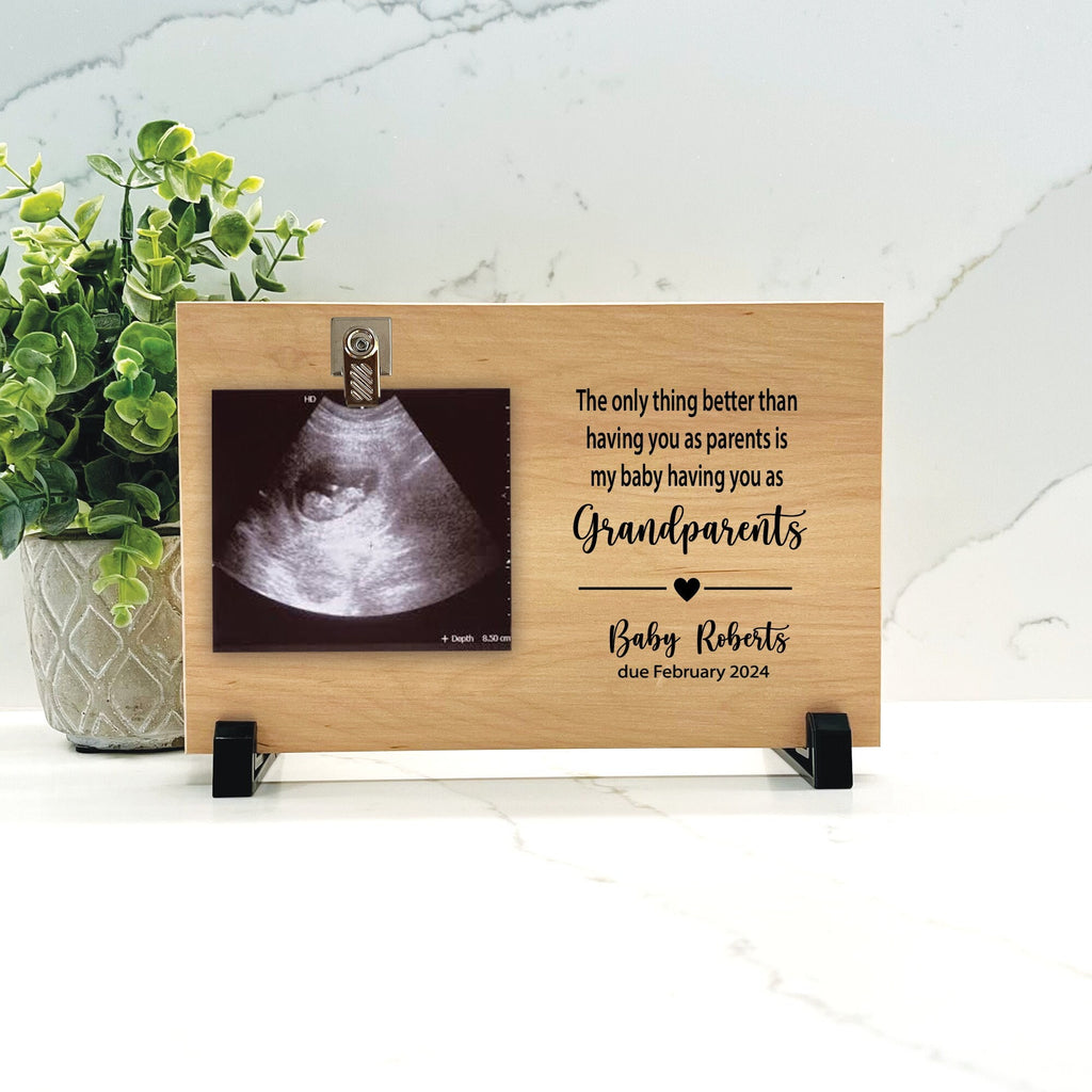 Customize your cherished moments with our Pregnancy Reveal Personalized Picture Frame available at www.florida-funshine.com. Create a heartfelt gift for family and friends with free personalization, quick shipping in 1-2 business days, and quality crafted picture frames, portraits, and plaques made in the USA.