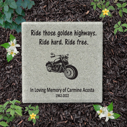 Memorial Stone - Sympathy Gift Bereavement Gift Funeral Gift -Motorcyle Biker Memorial -Condolence Gift - Custom Memorial Gift - Ride Free