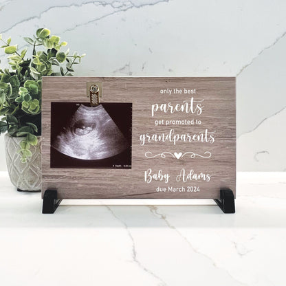 Pregnancy Reveal Gift To Parents - only the best parents get promoted to grandparents - New Grandparents Gift - Baby Sonogram Photo Frame