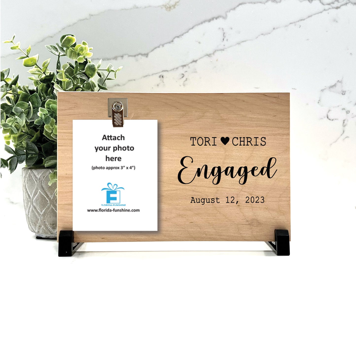 Engagement Frame, Engagement Gift, Gift Ideas for Engaged Couples, Personalized Frames, Custom Wood Engagement Frame - background choice