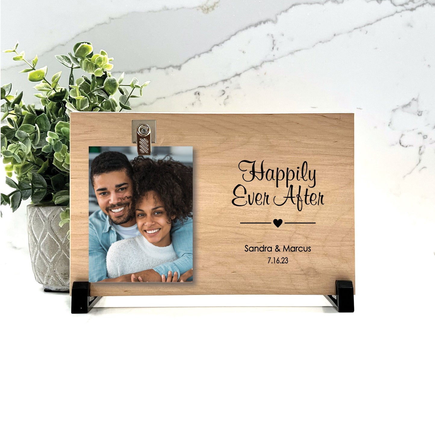 Happily Ever After Frame, Engagement Gift, Wedding Gift, Personalized Frames, Custom Wood Engagement Frame, wedding frame, background choice