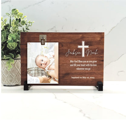 Customize your cherished moments with our Baptism Personalized Picture Frame available at www.florida-funshine.com. Create a heartfelt gift for family and friends with free personalization, quick shipping in 1-2 business days, and quality crafted picture frames, portraits, and plaques made in the USA."