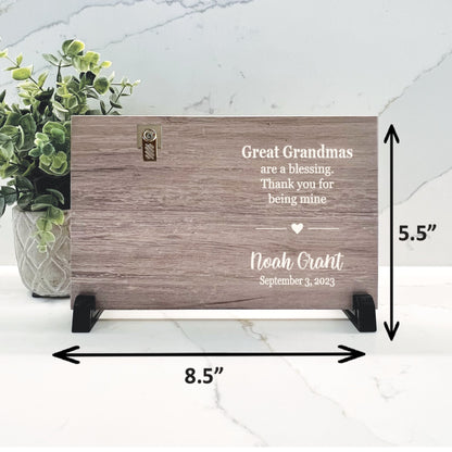 Great Grandma gift, Great Grandma Frame, Personalized Gift for new great grandma, Personalized Wood Frame for great grandma