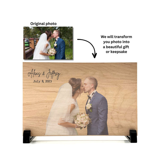 Customize your cherished moments with our Wedding Personalized Photo Portrait available at www.florida-funshine.com. Create a heartfelt gift for family and friends with free personalization, quick shipping in 1-2 business days, and quality crafted picture frames, portraits, and plaques made in the USA."