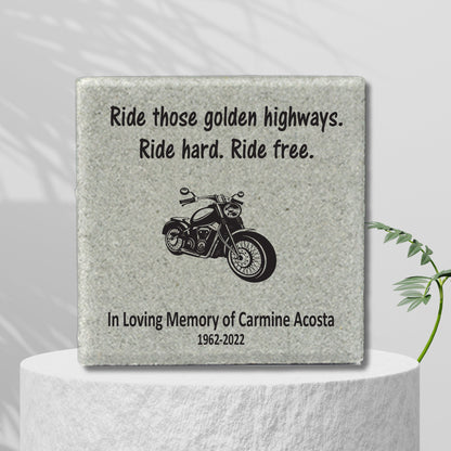 Memorial Stone - Sympathy Gift Bereavement Gift Funeral Gift -Motorcyle Biker Memorial -Condolence Gift - Custom Memorial Gift - Ride Free