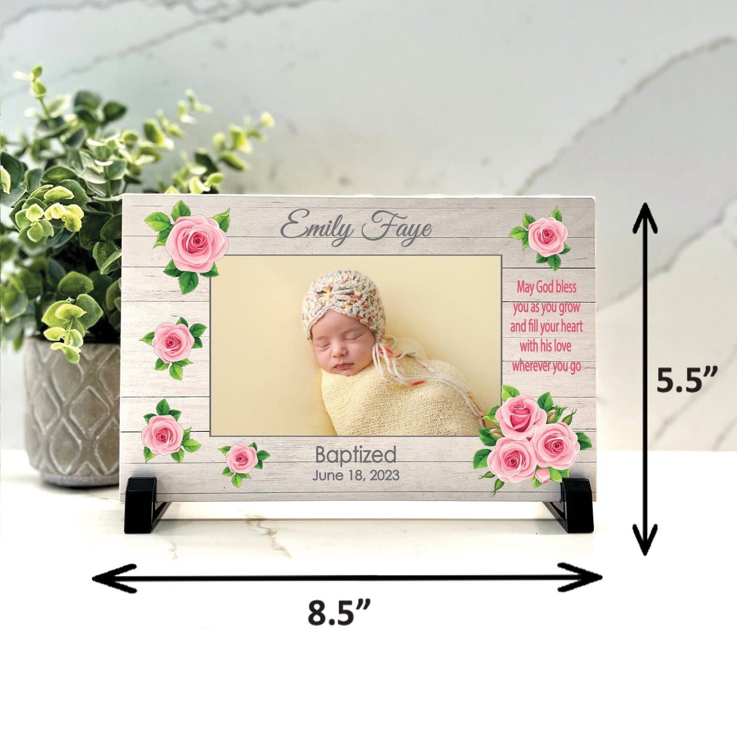 Baptism Photo Gift, Religious Gifts, Gift from Godparents, Personalized Baptism photo plaque, Christening Gift, Baby Baptism Photo Gift