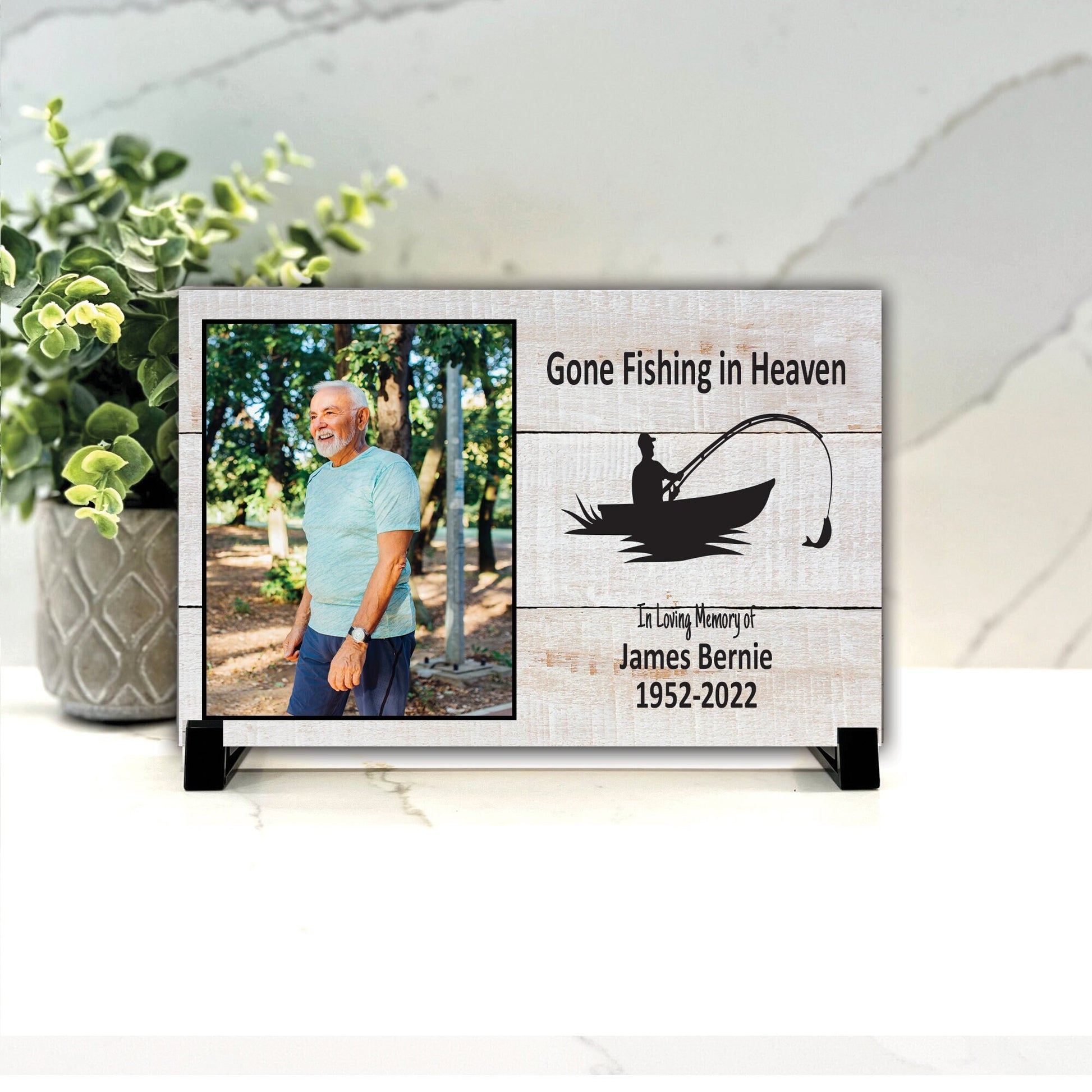 Fisherman Memorial Gift- Gone Fishing in Heaven memorial plaque