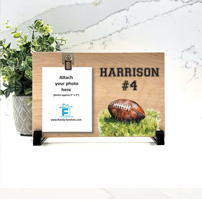 Football Frame, Personalized Football Frame, Custom Football Player Gift Idea, Football Theme Frame, Custom Wood Football Frame