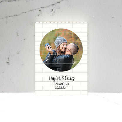 Custom Engagement Gift, Photo Brick Puzzle, Personalized Building Blocks, Unique Portrait Photograph Gift for newly engaged couples