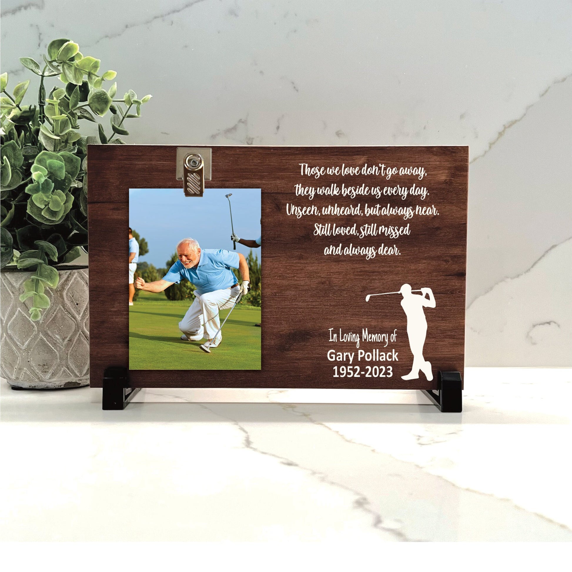 Golfer Memorial Gift, Golfer Memorial Frame, Loss of loved one memorial frame, Golf Memorial, Choice of wood background color