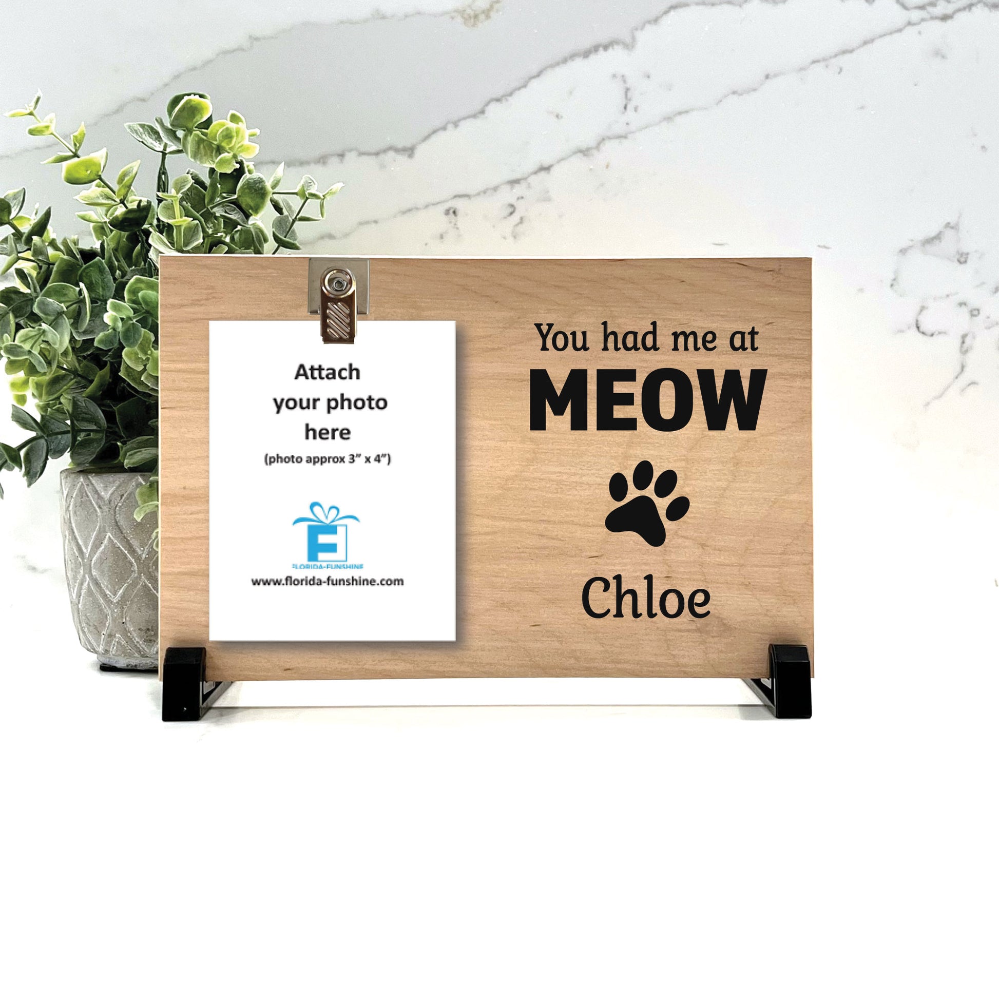 You had me at MEOW Personalized Wood frame with Cat's Name, New cat gift, cat lover gift, Cat Picture Frame, Wood color choice