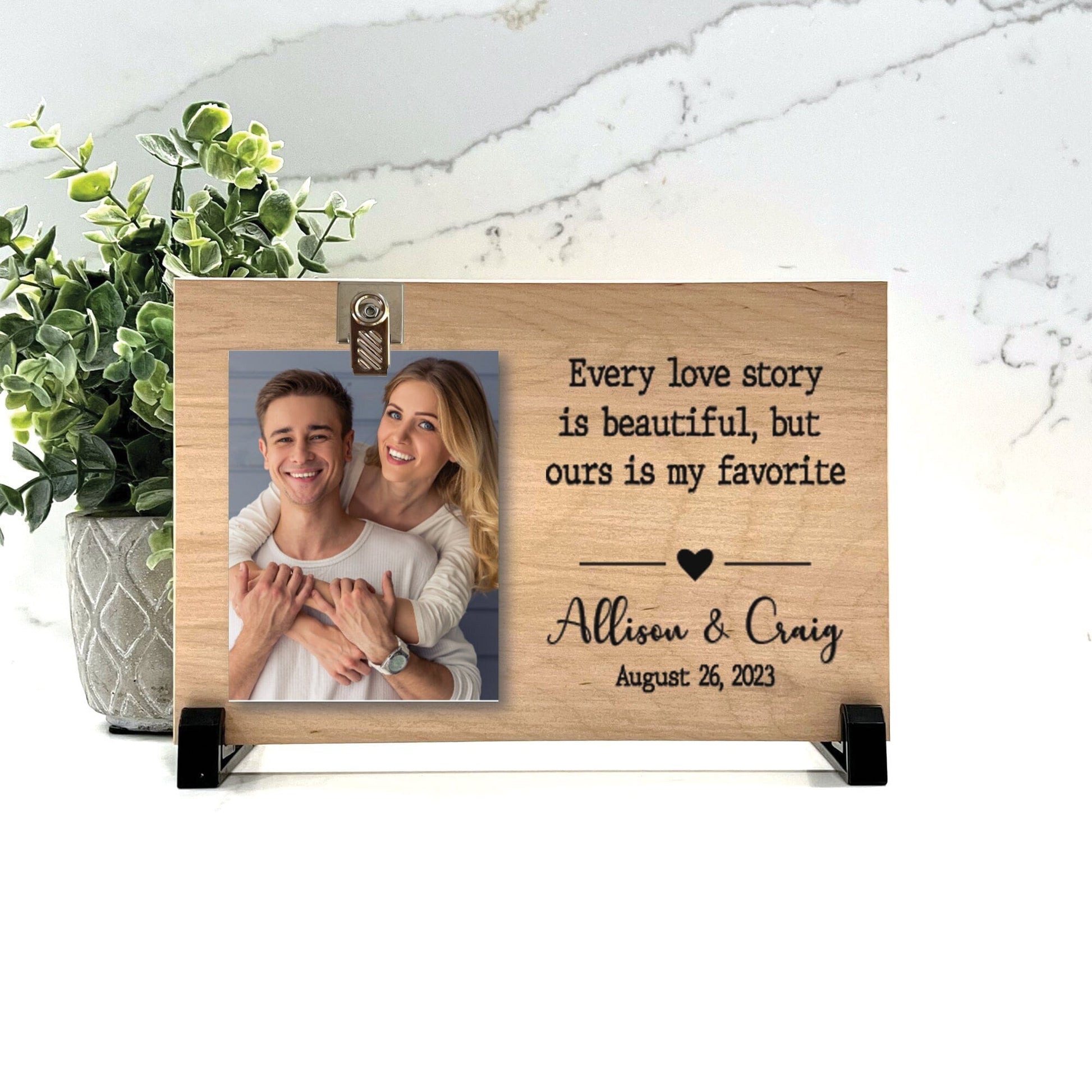 Every love story is beautiful but ours in my favorite, Personalized Wood frame Engagement gift for couple, Wedding Gift, Wood color choice