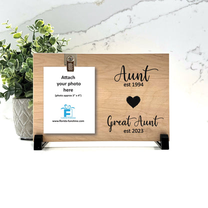 Aunt, Great Aunt Frame - Pregnancy Reveal, Pregnancy Announcement - Future Aunt Gifts - New Baby Announcement Wood Personalized gift