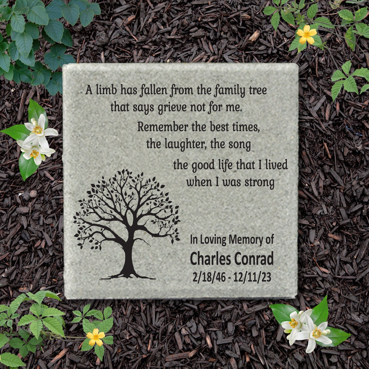Memorial Stone - Sympathy Gift Bereavement Gift Funeral Gift - Family Memorial - Condolence Gift - Custom Memorial Gift -12x12 Memorial