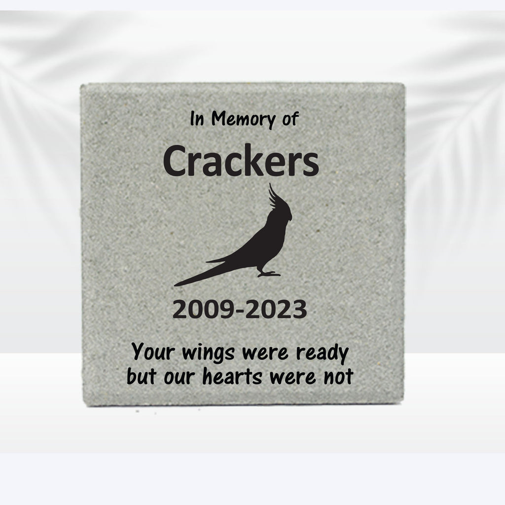 Cockatiel Memorial Stone- Personalized Pet Memorial - Pet Keepsake- 12