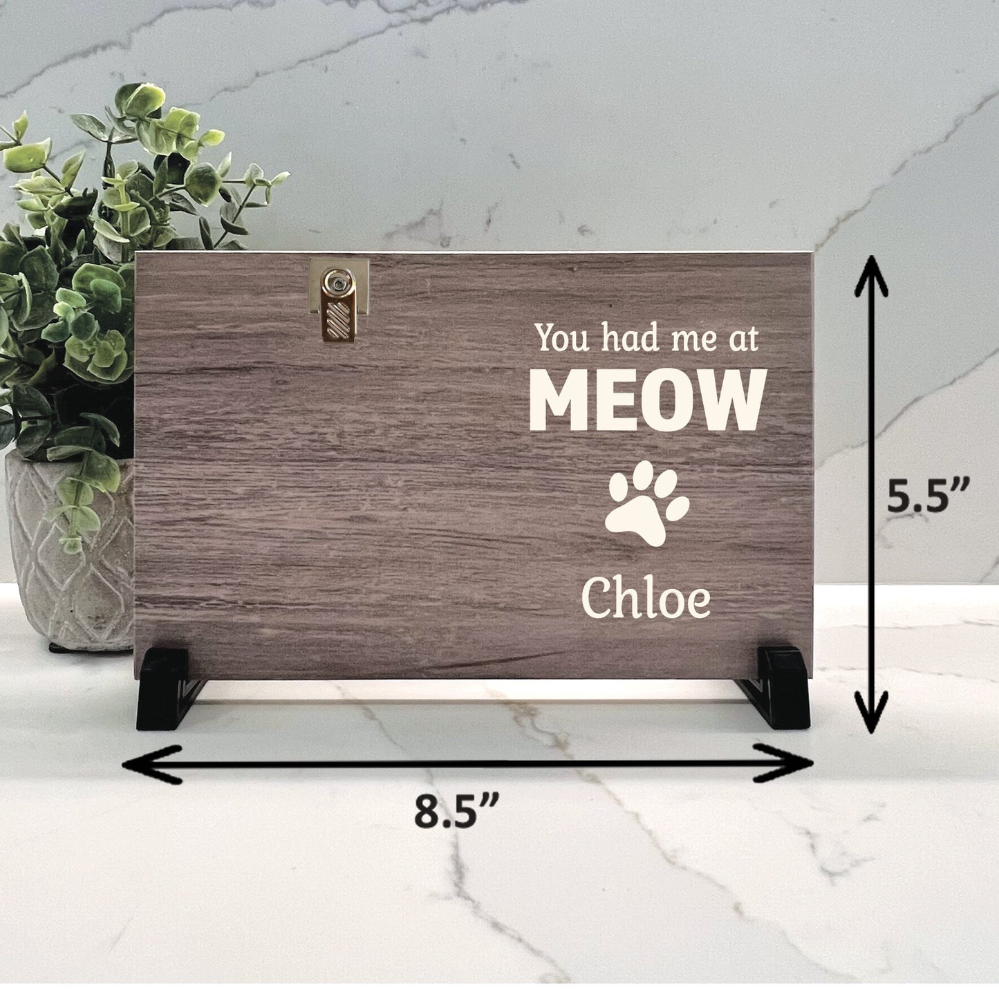 You had me at MEOW Personalized Wood frame with Cat's Name, New cat gift, cat lover gift, Cat Picture Frame, Wood color choice