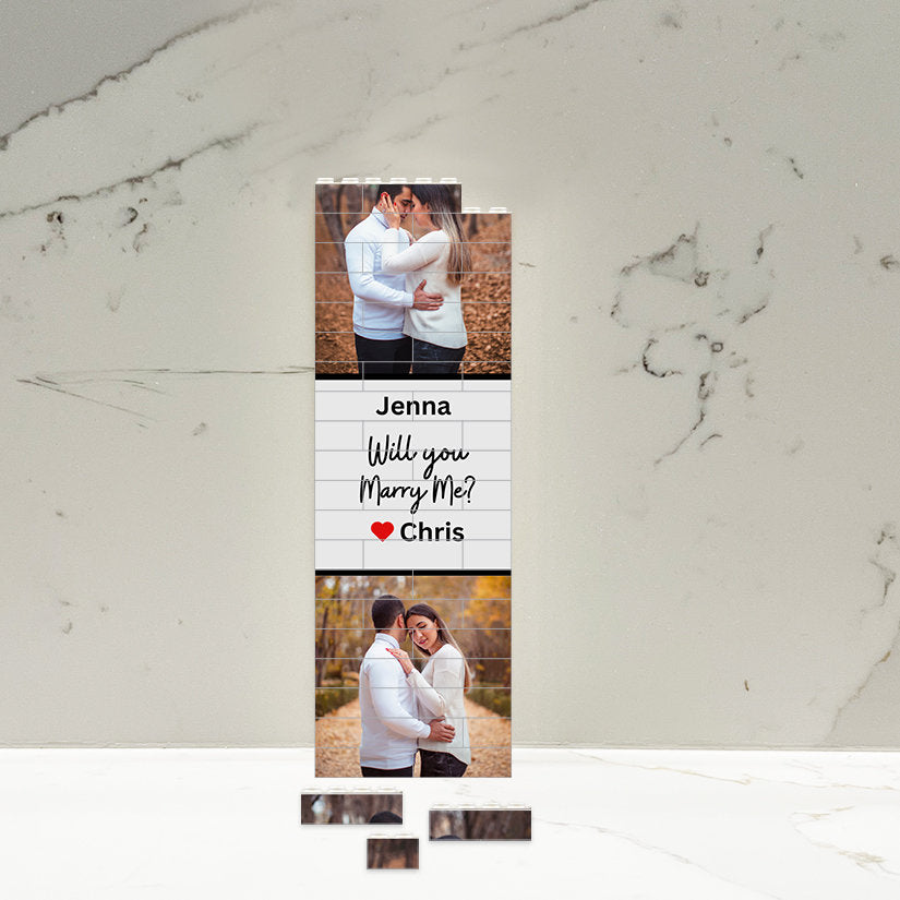 Custom Photo Strip with message Brick Puzzle, Personalized Building Blocks, Unique Photo Gift for family, couples, kids, friends