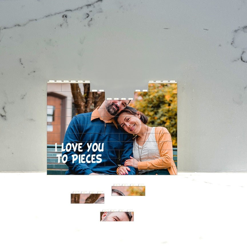 I Love You To Pieces puzzle with photo, Personalized Valentines Brick Puzzles, Unique Photo Gift for couples, Photo Puzzle